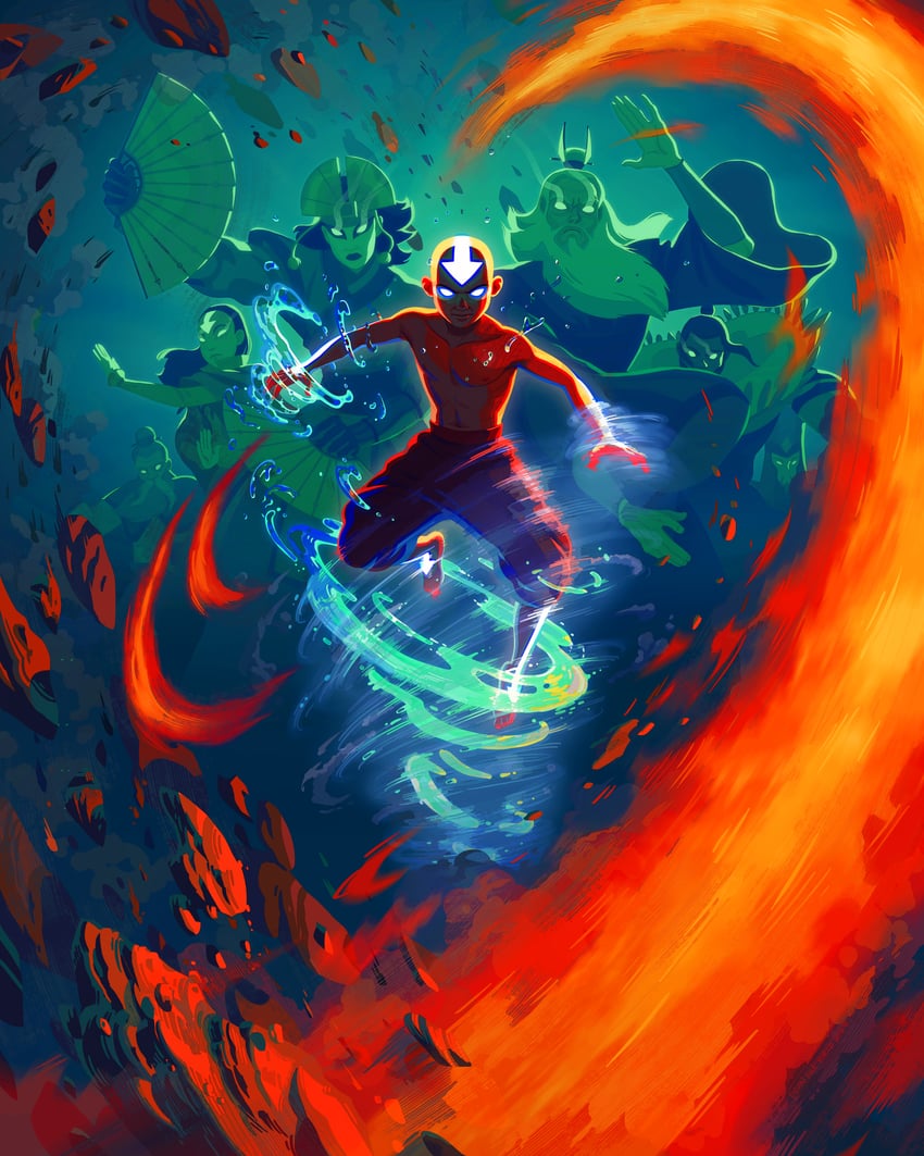 aang, kyoshi, roku, yangchen, szeto, and 2 more (avatar legends and 1 more) drawn by devin_elle_kurtz
