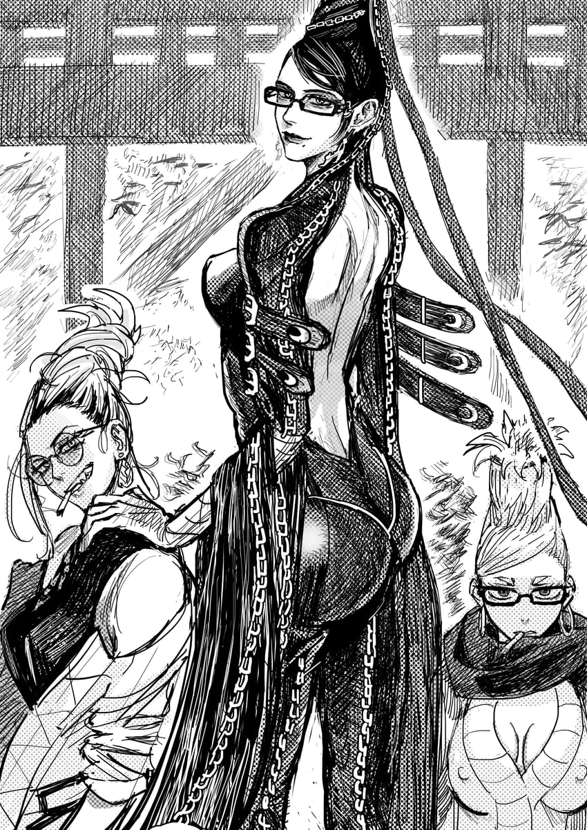bayonetta, ayase seiko, and tao (dandadan and 3 more) drawn by reiquant