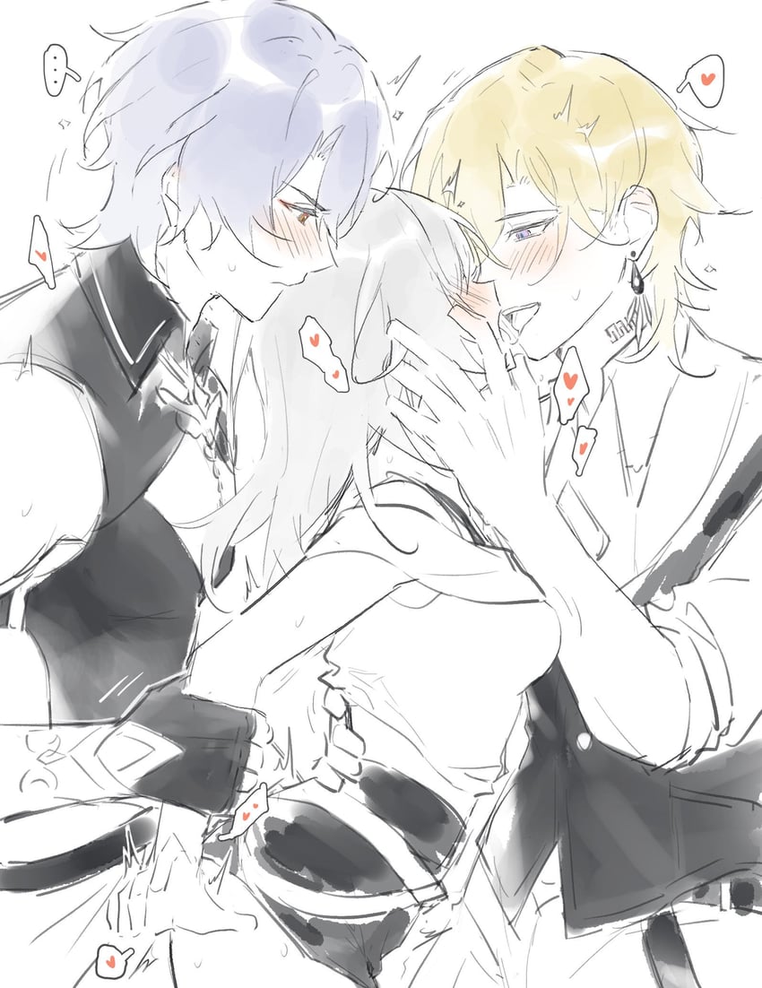 trailblazer, stelle, aventurine, and dr. ratio (honkai and 1 more) drawn by annann_nna
