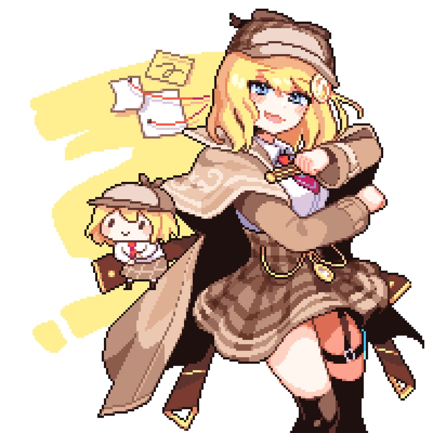 watson amelia and smol ame (hololive and 1 more) drawn by jeong_(leejeong_me)