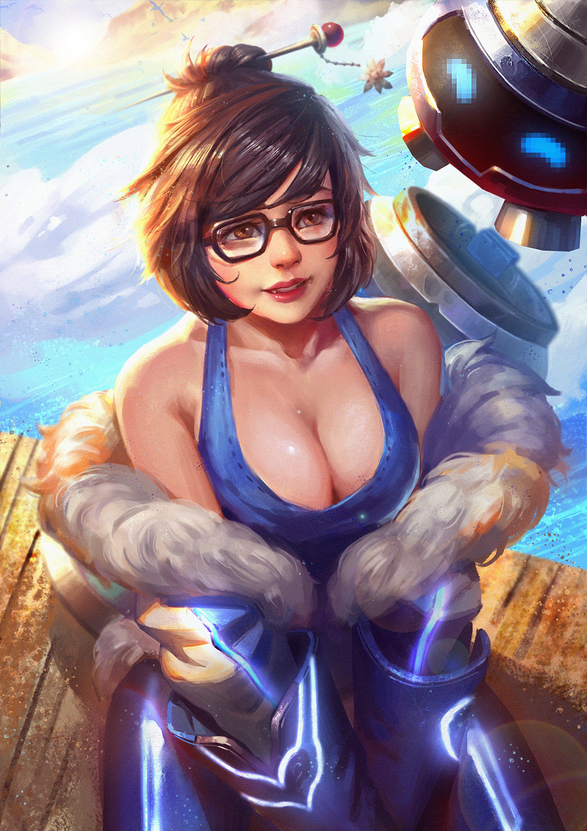 mei and snowball (overwatch and 1 more) drawn by x.four