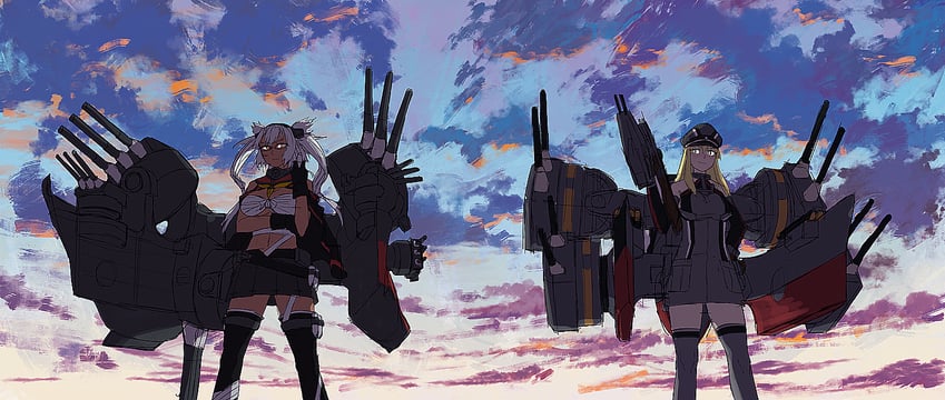 musashi and bismarck (kantai collection) drawn by yue_(tada_no_saboten)