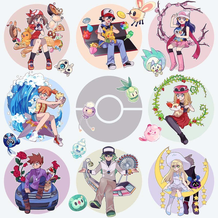 pikachu, dawn, lillie, may, ash ketchum, and 20 more (pokemon and 5 more) drawn by kid1215