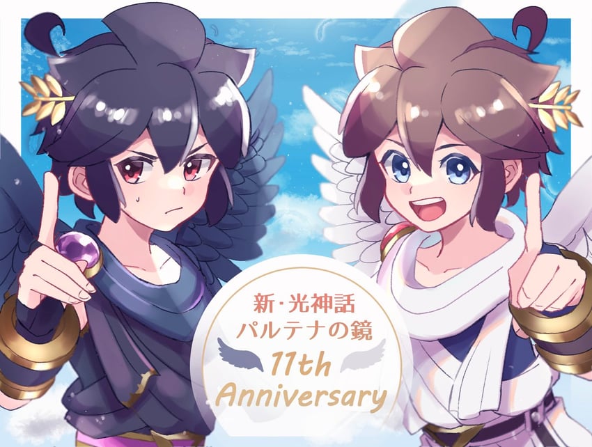 pit and dark pit (kid icarus and 1 more) drawn by waffuum
