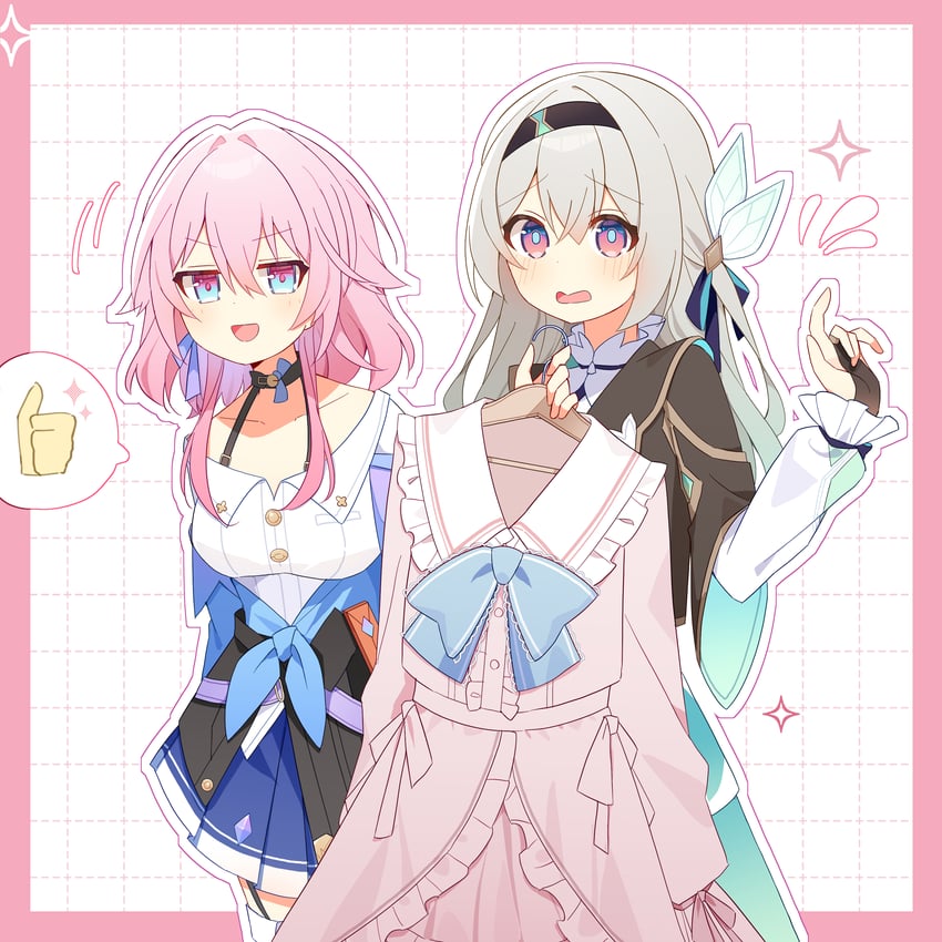 firefly and march 7th (honkai and 1 more) drawn by uwasewau