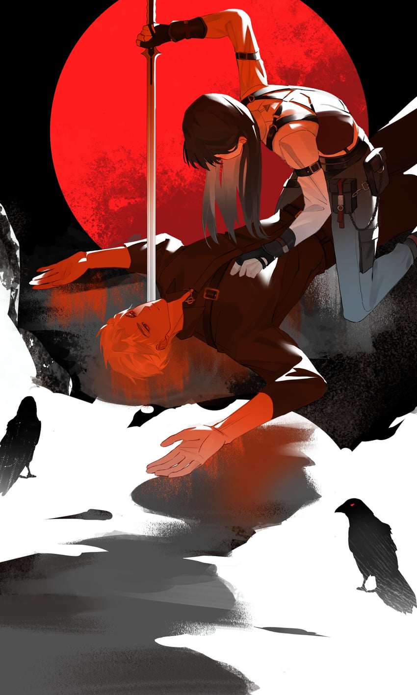 protagonist and sylus (love and deepspace) drawn by huaiminyiweiqin87874