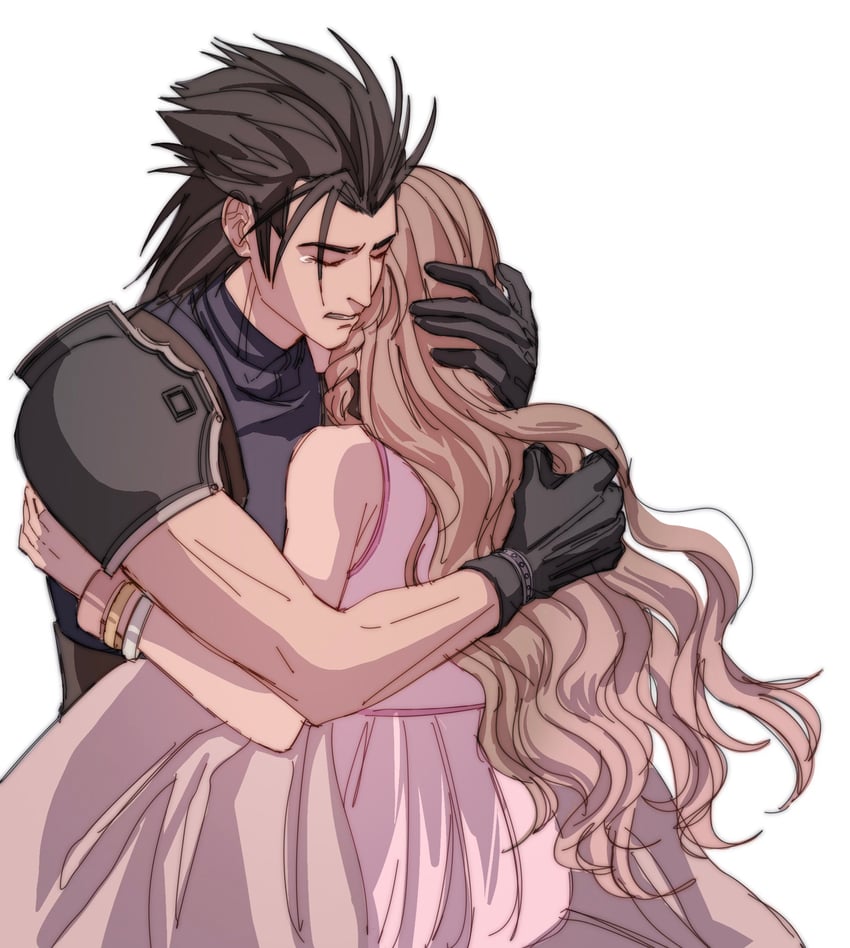 aerith gainsborough and zack fair (final fantasy and 3 more) drawn by sylvthea