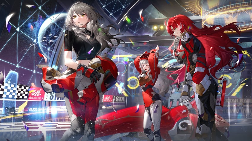 trailblazer, stelle, clara, and argenti (honkai and 1 more) drawn by kawa683