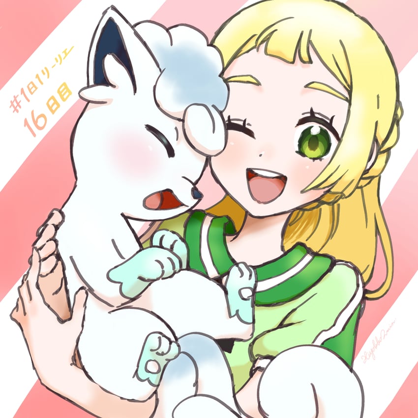 lillie, alolan vulpix, and rising star (pokemon and 1 more) drawn by hiyokko2min