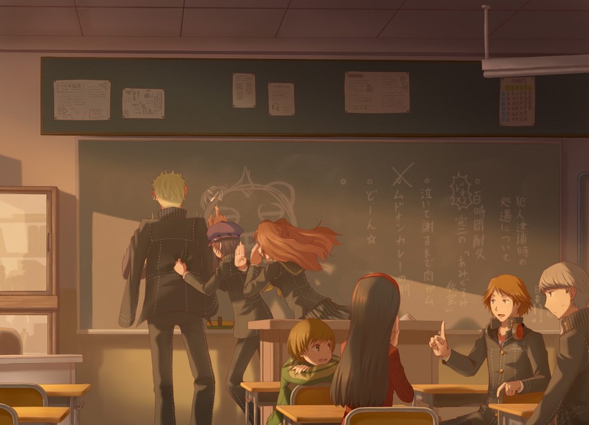 narukami yu, shirogane naoto, satonaka chie, kujikawa rise, amagi yukiko, and 3 more (persona and 1 more) drawn by yuugure