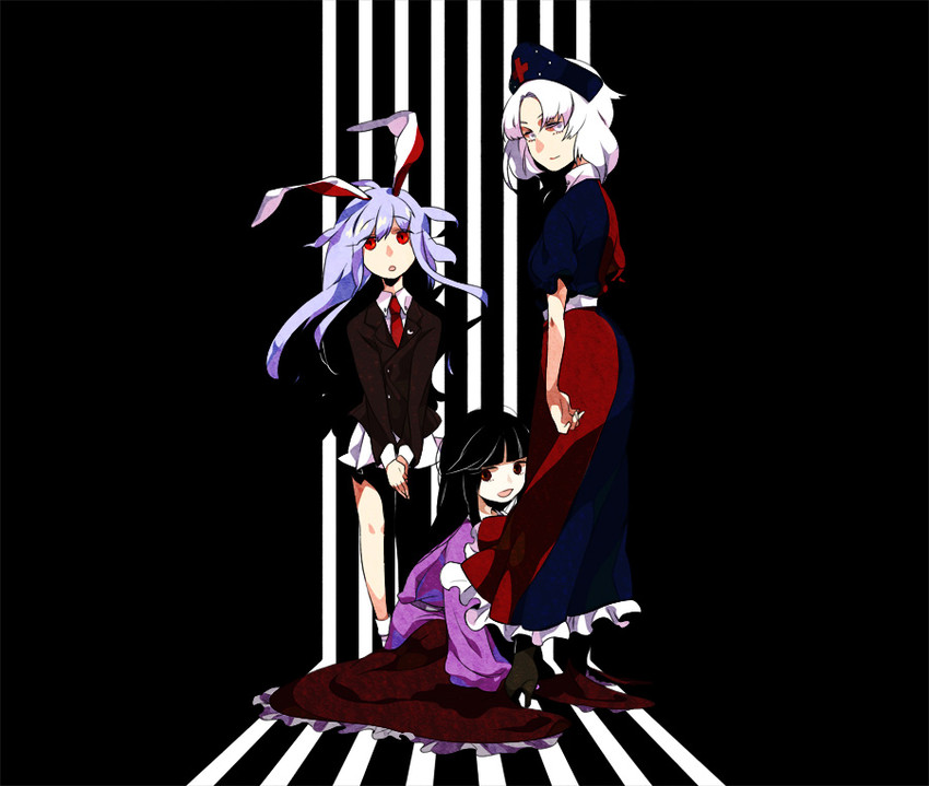 reisen udongein inaba, houraisan kaguya, and yagokoro eirin (touhou) drawn by tatta_tam