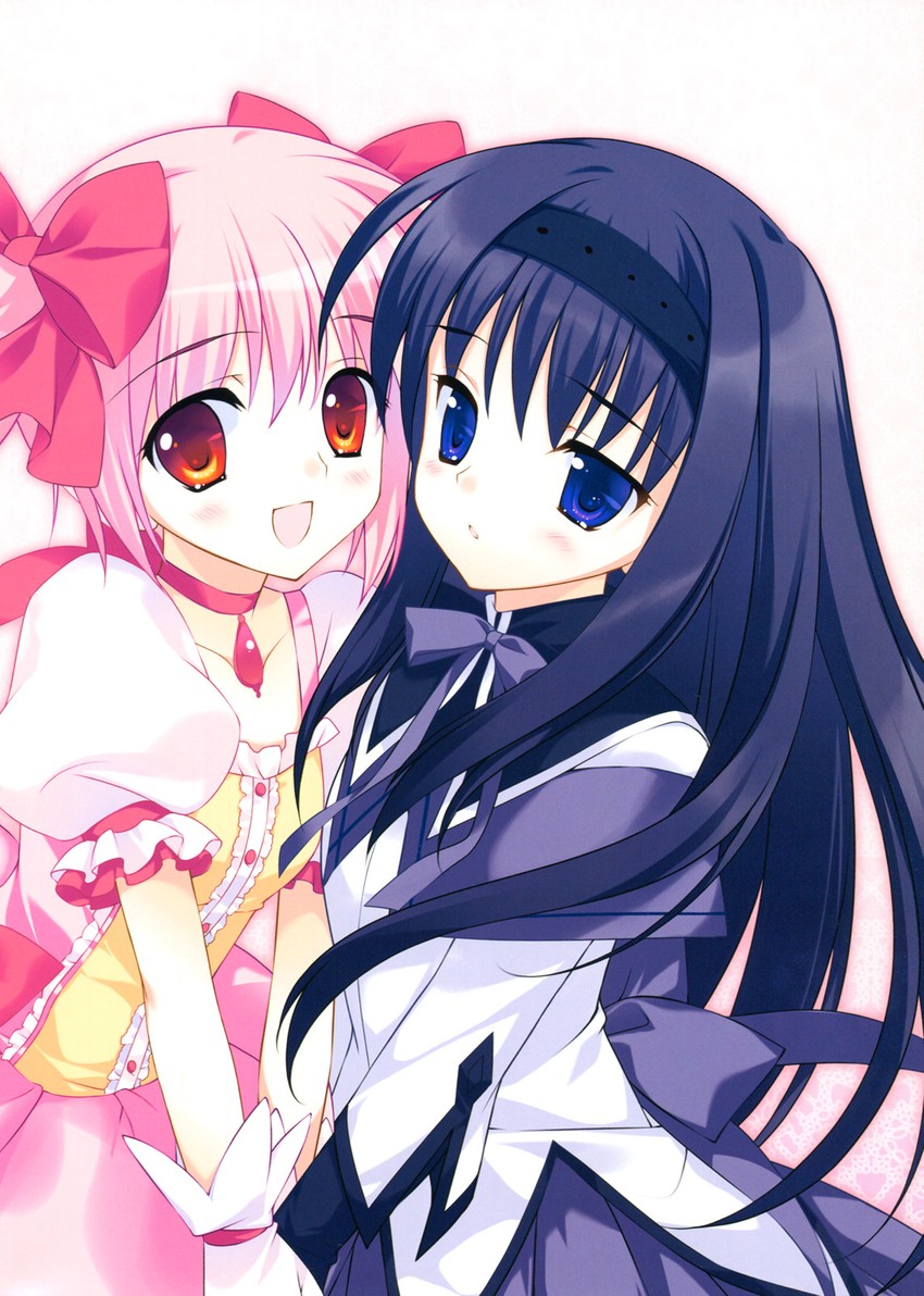 akemi homura and kaname madoka (mahou shoujo madoka magica) drawn by rei_(rei's_room)