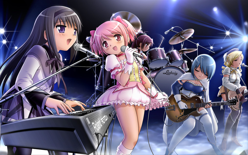 akemi homura, kaname madoka, miki sayaka, sakura kyoko, and tomoe mami (mahou shoujo madoka magica) drawn by shingyouji_tatsuya