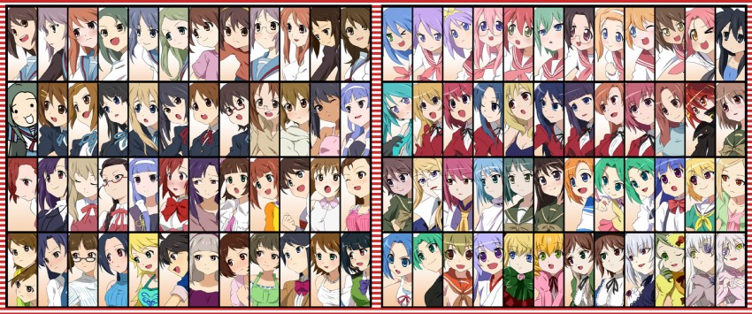hatsune miku, suzumiya haruhi, akiyama mio, nakano azusa, nagato yuki, and 84 more (idolmaster and 10 more) drawn by ikari_manatsu