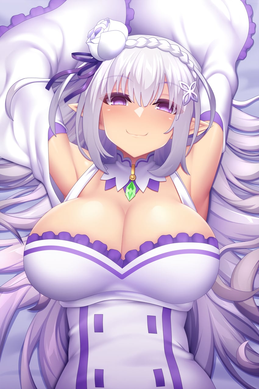 emilia (re:zero kara hajimeru isekai seikatsu) drawn by fi-san