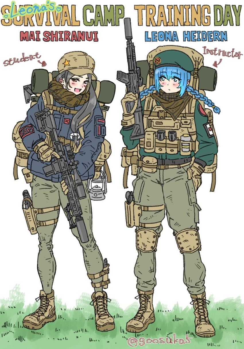 shiranui mai and leona heidern (the king of fighters) drawn by zuratan