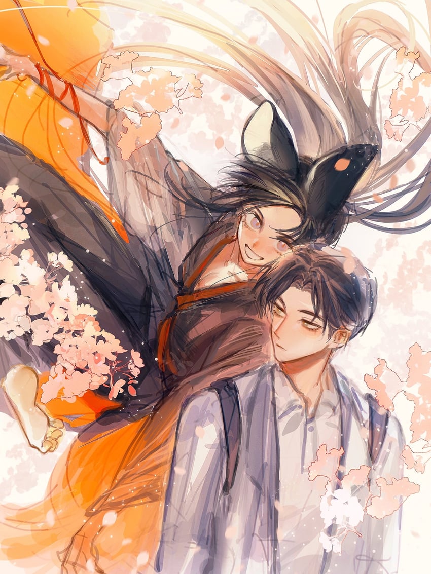 wei wuxian and lan wangji (modao zushi) drawn by heyoubuyou