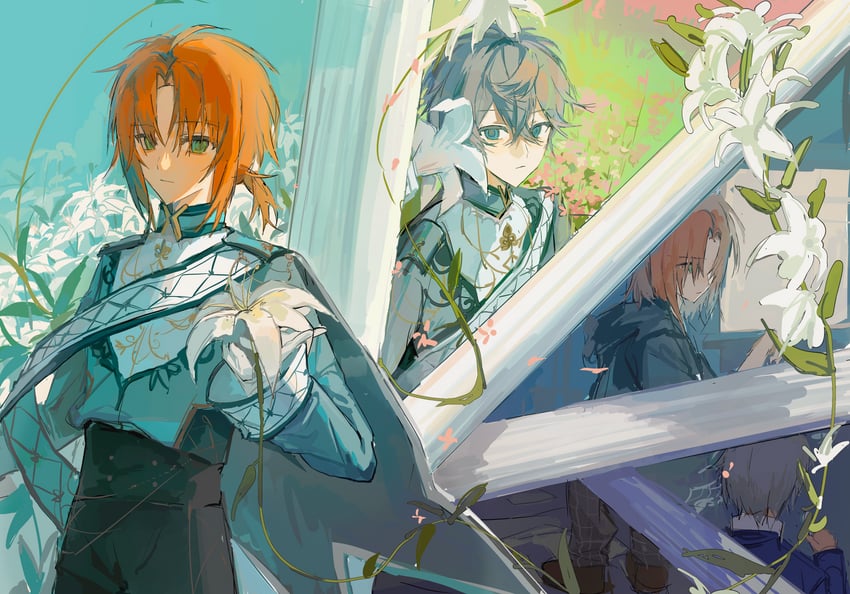 tsukinaga leo and sena izumi (ensemble stars!) drawn by hongshaoyuyuyuyu