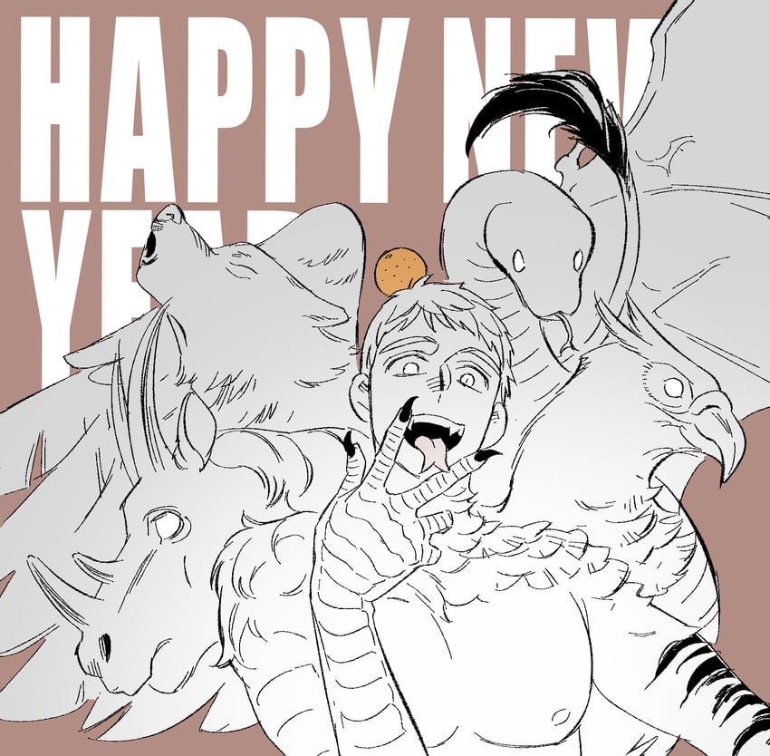 laios touden and laios' ideal chimera (dungeon meshi) drawn by daki_info