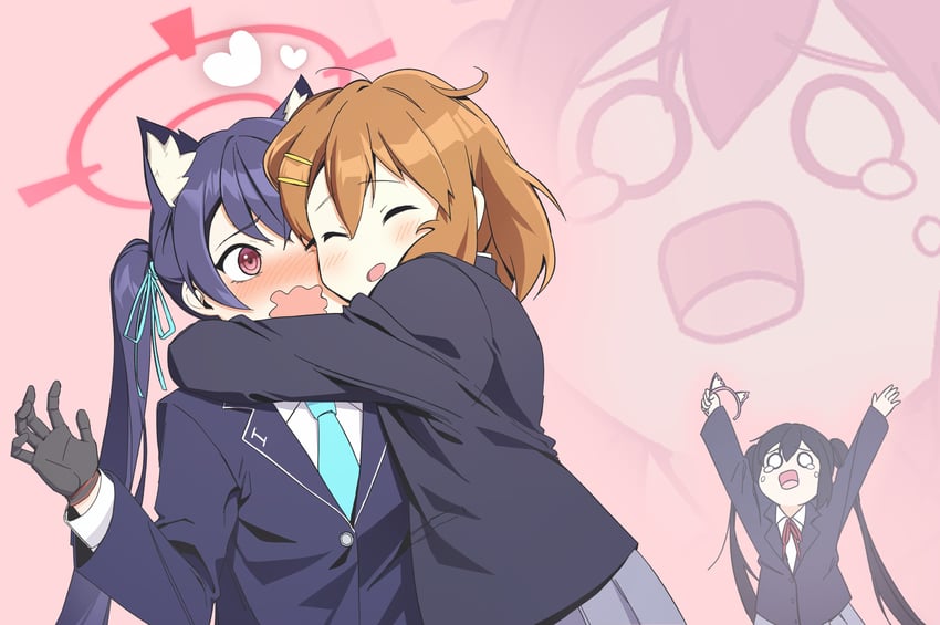 nakano azusa, hirasawa yui, and serika (blue archive and 1 more) drawn by k_untan