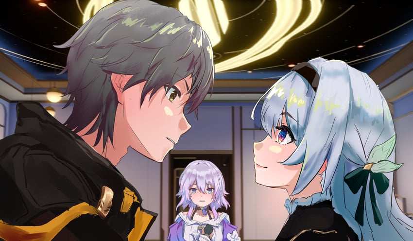 trailblazer, firefly, march 7th, and caelus (honkai and 1 more) drawn by koito_yu_who_has_no_feelings