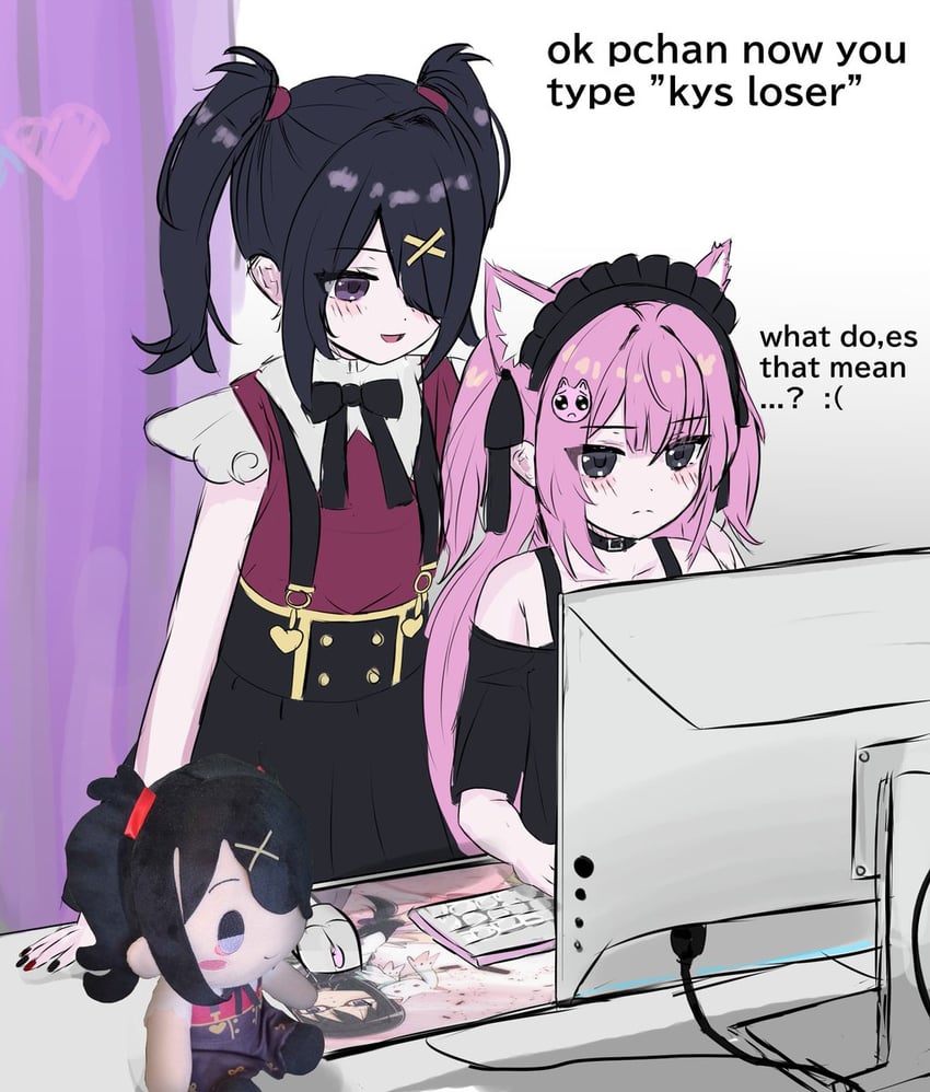 ame-chan and pien cat (needy girl overdose) drawn by yuriyalloween