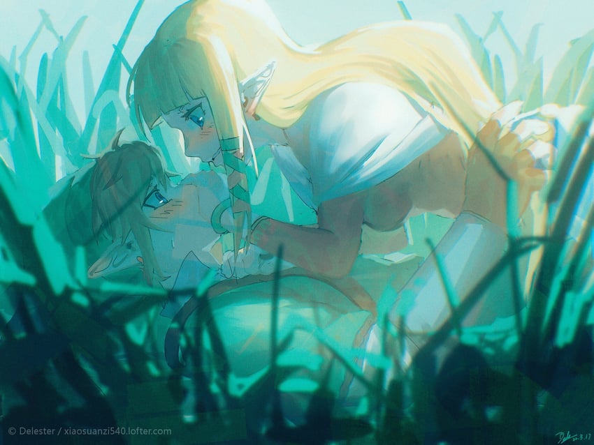 link and princess zelda (the legend of zelda and 1 more) drawn by dele14375735