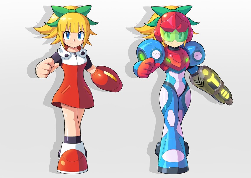 samus aran and roll (metroid and 2 more) drawn by ultimatemaverickx