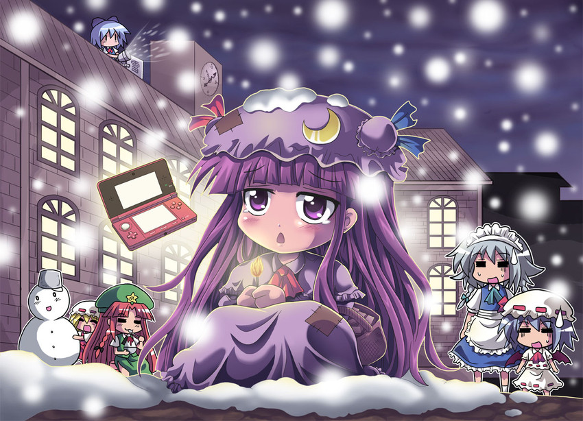 remilia scarlet, flandre scarlet, izayoi sakuya, cirno, patchouli knowledge, and 2 more (touhou and 1 more) drawn by colonel_aki