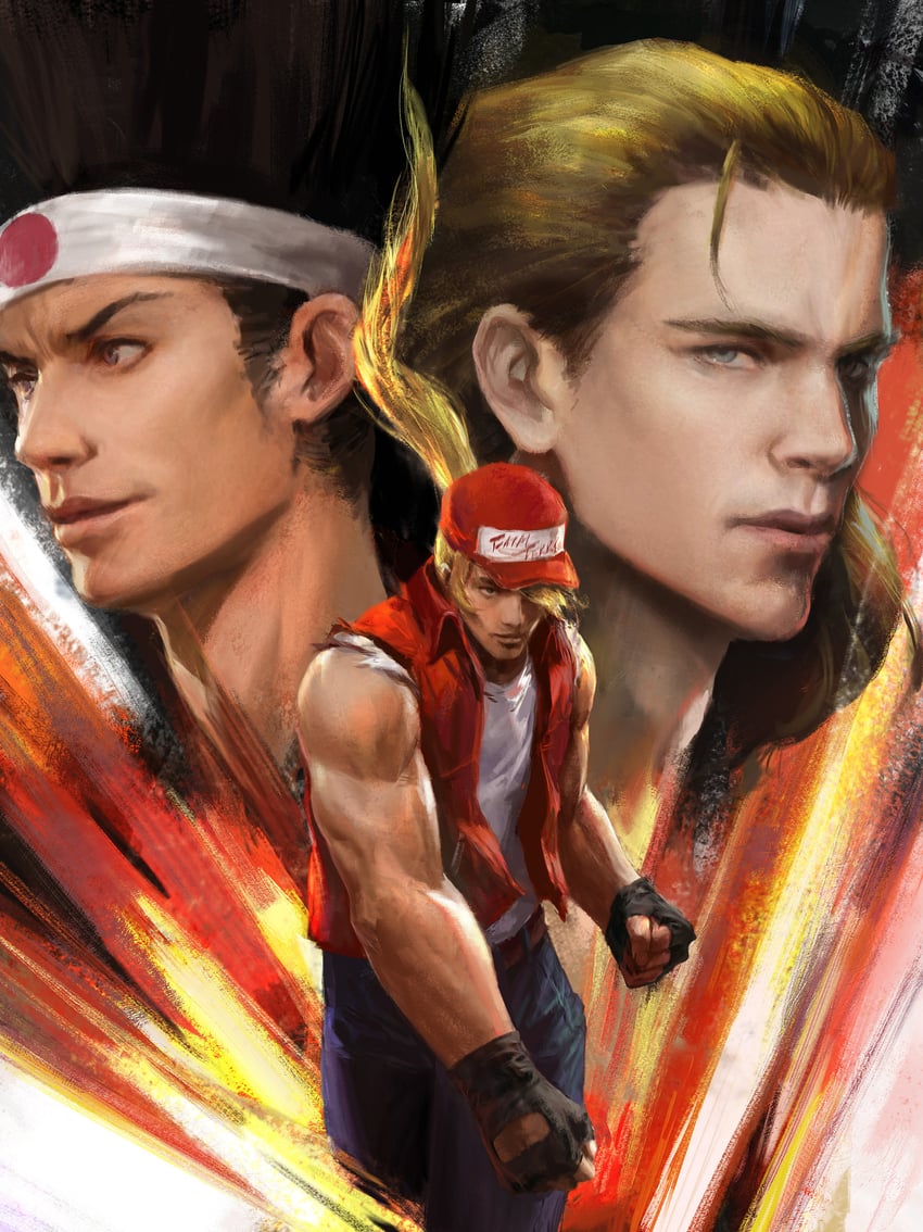 terry bogard, andy bogard, and joe higashi (the king of fighters) drawn by mazert_young
