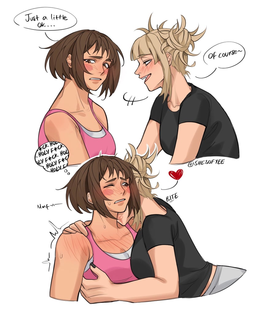 uraraka ochaco and toga himiko (boku no hero academia) drawn by shesofyee