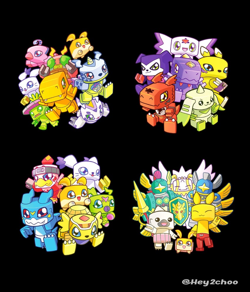 renamon, tailmon, agumon, patamon, gabumon, and 18 more (digimon and 4 more) drawn by hey2choo