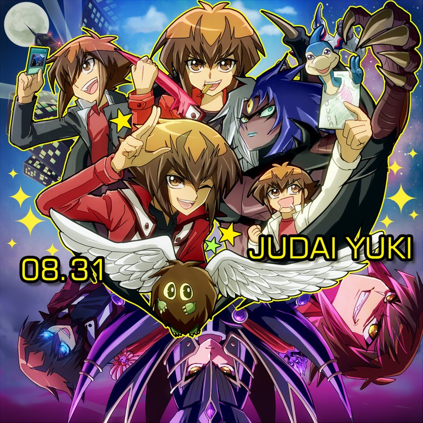 yuki judai, yubel, winged kuriboh, supreme king, elemental hero neos, and 2 more (yu-gi-oh! and 2 more) drawn by raijin-bh