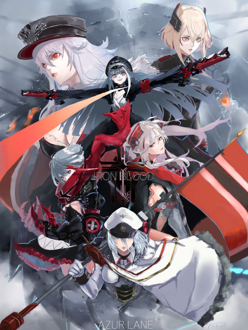 prinz eugen, graf zeppelin, roon, admiral graf spee, deutschland, and 1 more (azur lane) drawn by neko_no_kedama