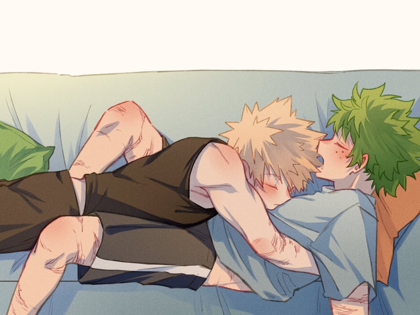 midoriya izuku and bakugou katsuki (boku no hero academia) drawn by blacksatellite1