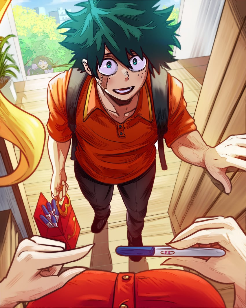 midoriya izuku, uraraka ochaco, and ippan josei (boku no hero academia and 1 more) drawn by vlizz