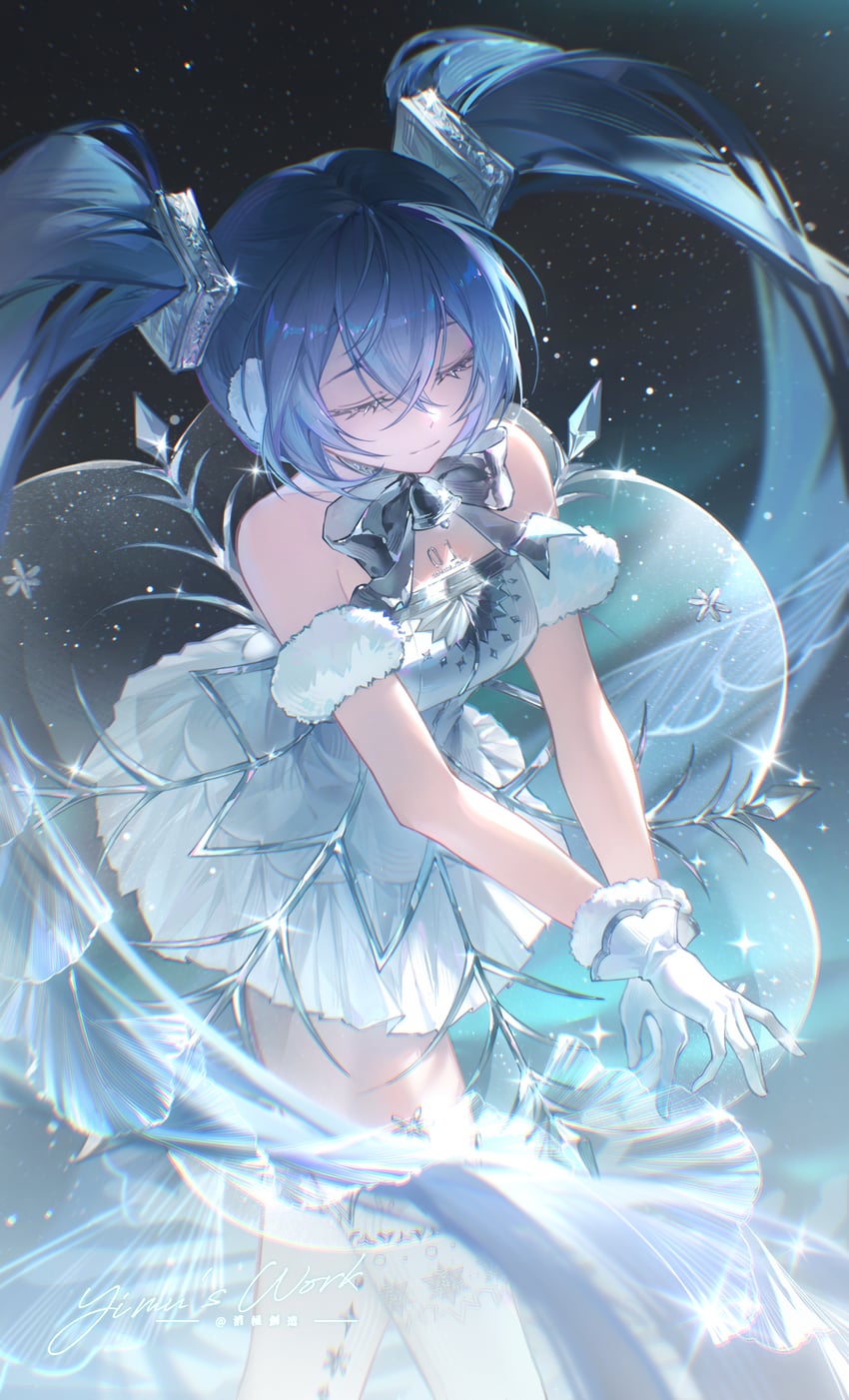 hatsune miku and gramophone miku (vocaloid and 1 more) drawn by xiaoji_chuangzao