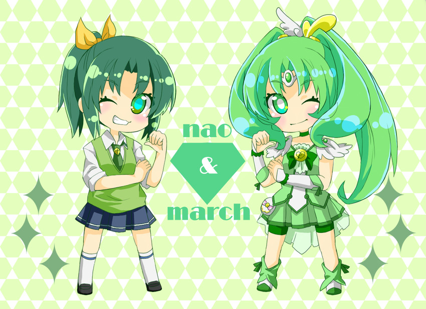 midorikawa nao and cure march (precure and 1 more) drawn by mizusakkuri