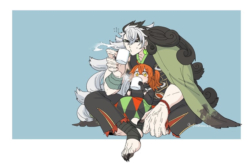 fujimaru ritsuka and ashiya douman (fate and 1 more) drawn by yoshimura