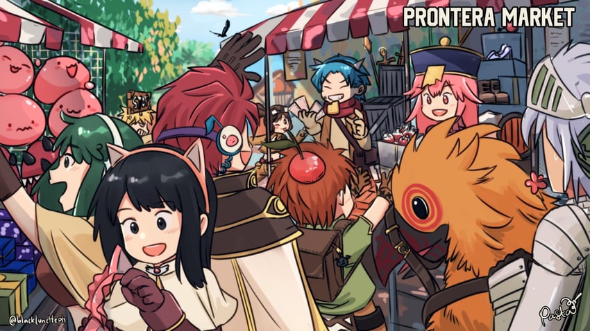 poring, acolyte, mage, wizard, knight, and 4 more (ragnarok online) drawn by black_lunette