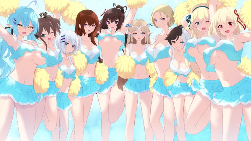 nishikigi chisato, yukihana lamy, cammy white, natsuiro matsuri, makise kurisu, and 5 more (hololive and 10 more) drawn by cait_aron