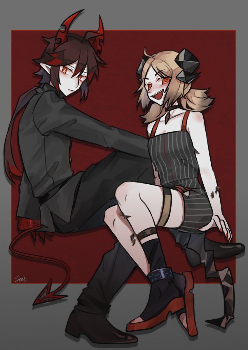 ifrit and ivlis (arknights and 2 more) drawn by mizilone