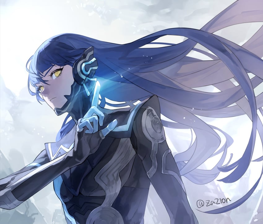 protagonist (shin megami tensei and 1 more) drawn by za210n