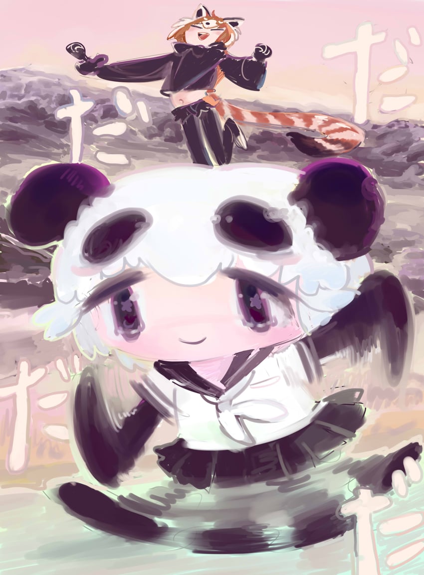 red panda and giant panda (kemono friends) drawn by pero_(sabuaka_bacon)
