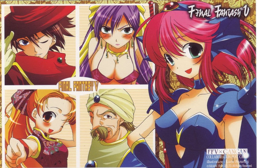 lenna charlotte tycoon, faris scherwiz, bartz klauser, dancer, krile mayer baldesion, and 5 more (final fantasy and 1 more) drawn by suzuragi_karin