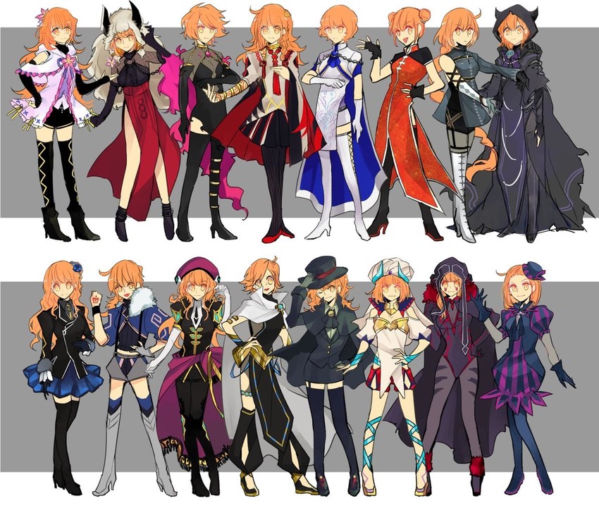 fujimaru ritsuka, cu chulainn, merlin, karna, arjuna, and 11 more (fate and 1 more) drawn by mashugure