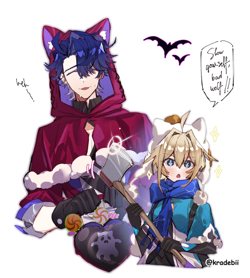 sampo koski and lynx landau (honkai and 1 more) drawn by kradebii