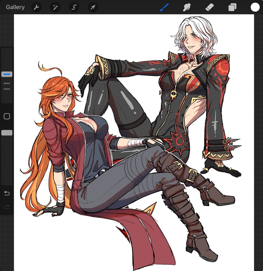 dante and mavuika (genshin impact and 2 more) drawn by sugalili