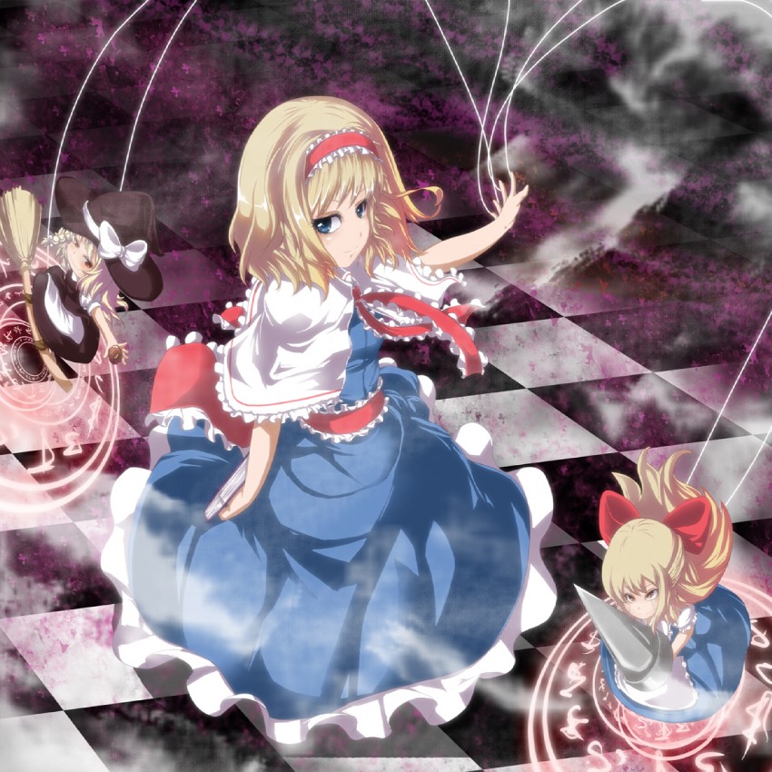kirisame marisa, alice margatroid, and shanghai doll (touhou) drawn by meracle