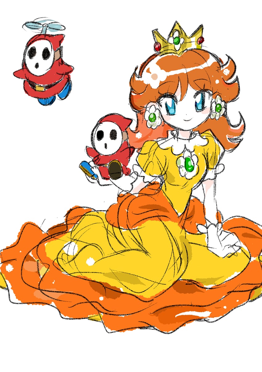 princess daisy, shy guy, and fly guy (mario) drawn by rakugaki_shitagari-ya